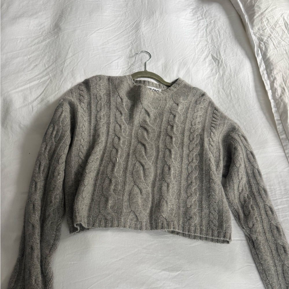 Elegant Gray Cable Knit Sweater